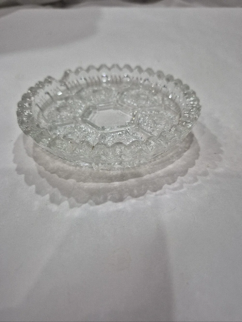 Vintage MCM Italian Starburst Pressed Glass Ashtray Trinket Lot Of Two